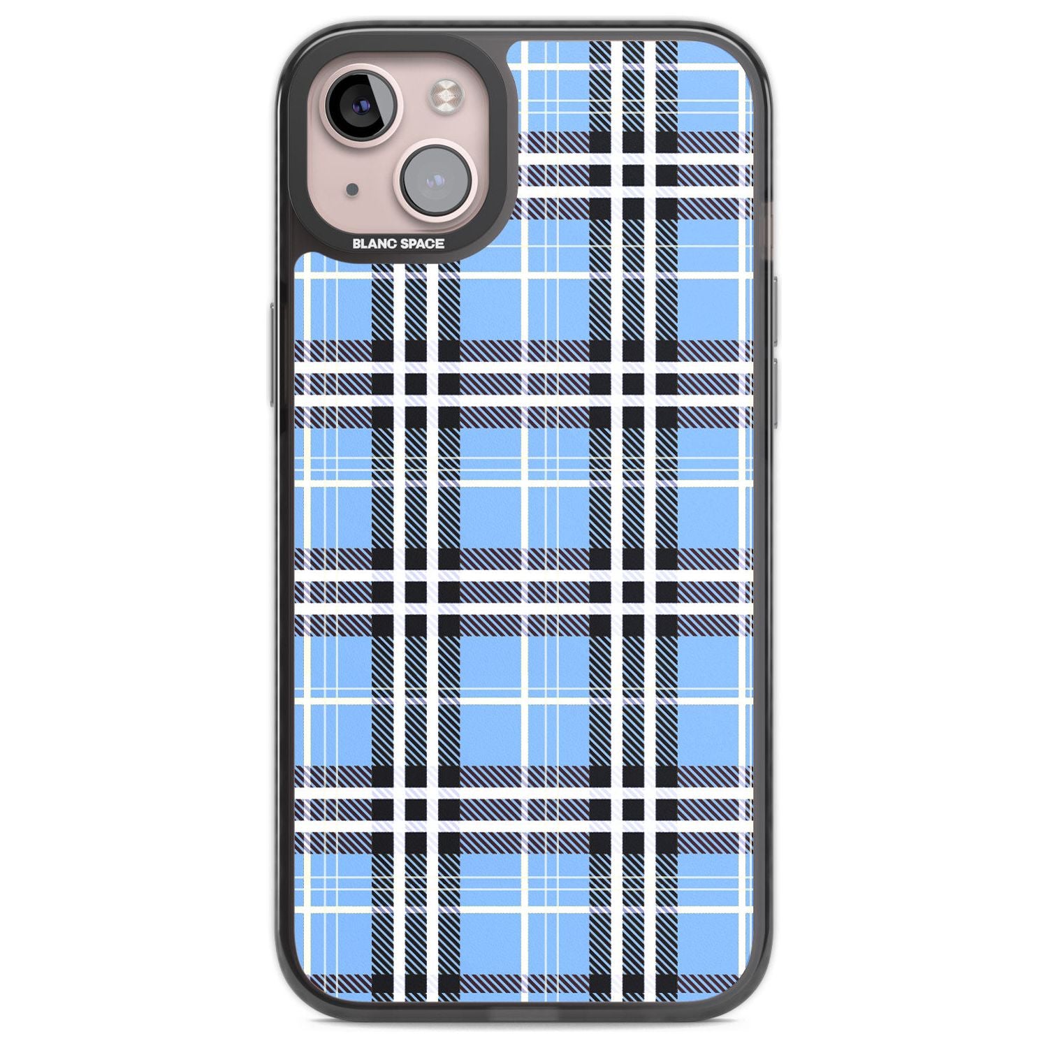 Blue Plaid Phone Case iPhone 14 Plus / Black Impact Case Blanc Space