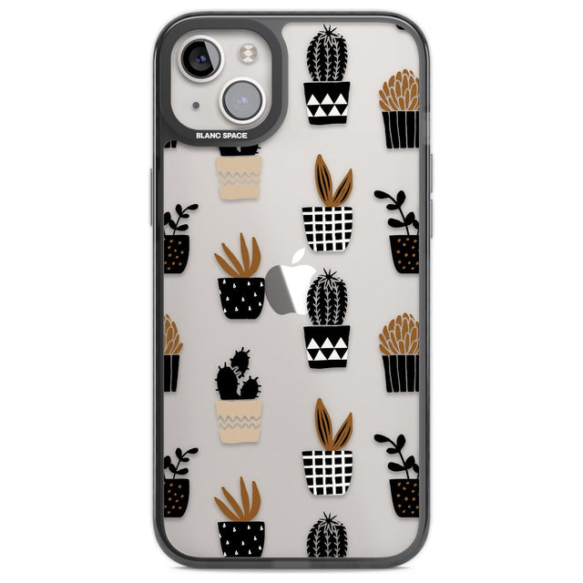 Large Mixed Plants Pattern - Clear Phone Case iPhone 14 Plus / Black Impact Case Blanc Space