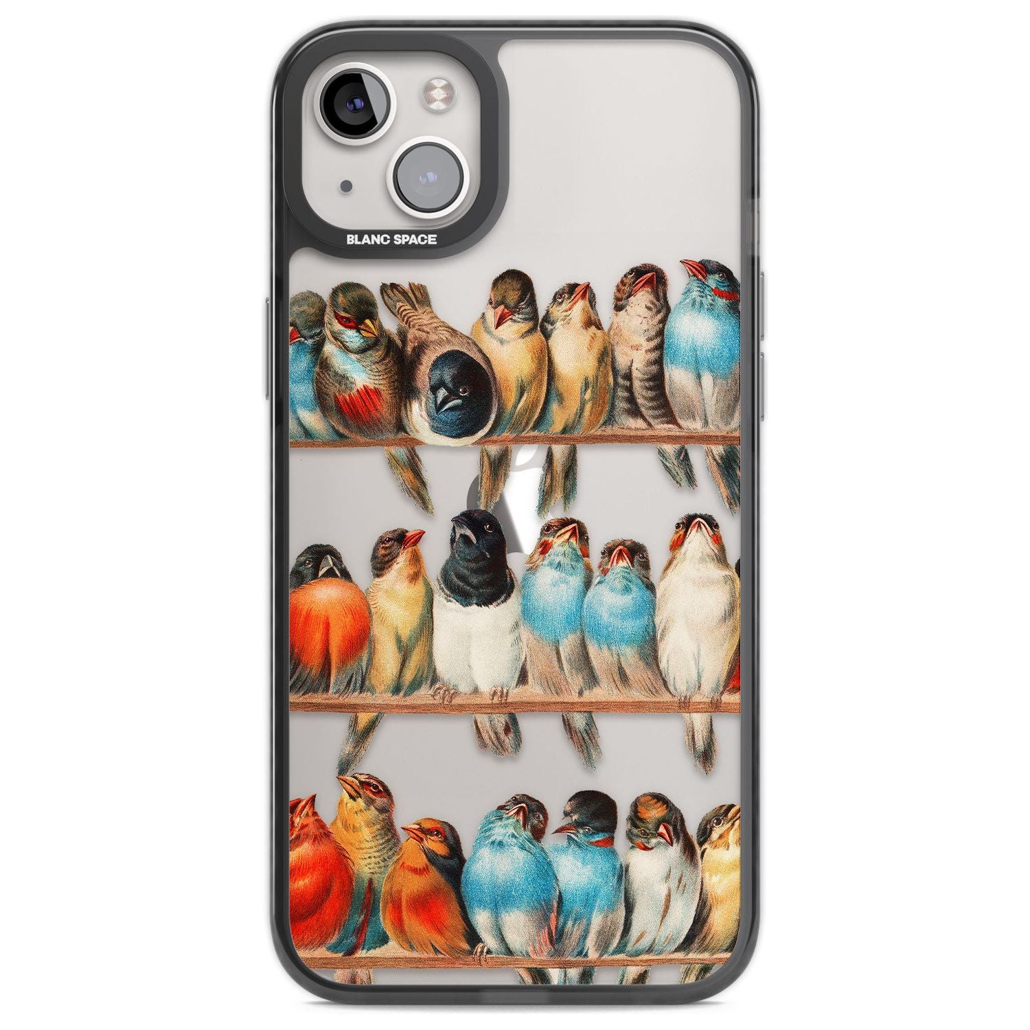 A Perch of Birds Phone Case iPhone 14 Plus / Black Impact Case Blanc Space