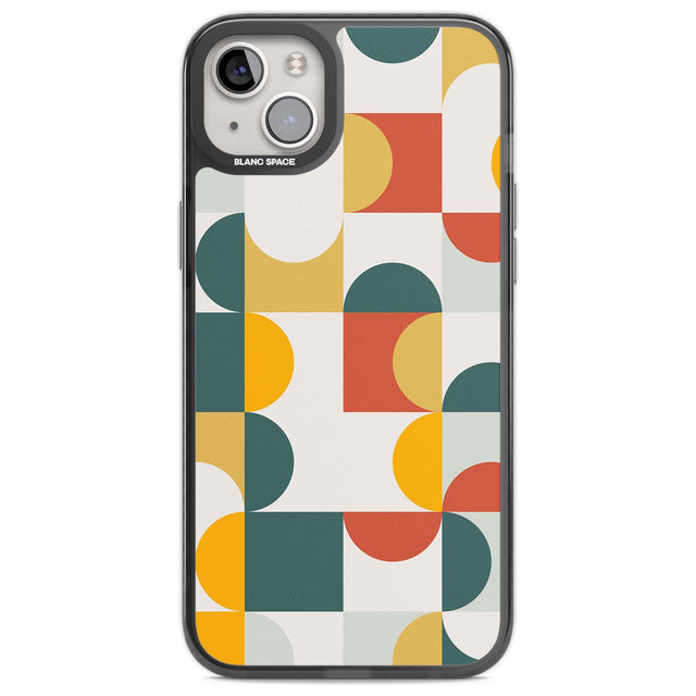 Abstract Retro Shapes: Muted Colour Mix Phone Case iPhone 14 Plus / Black Impact Case Blanc Space