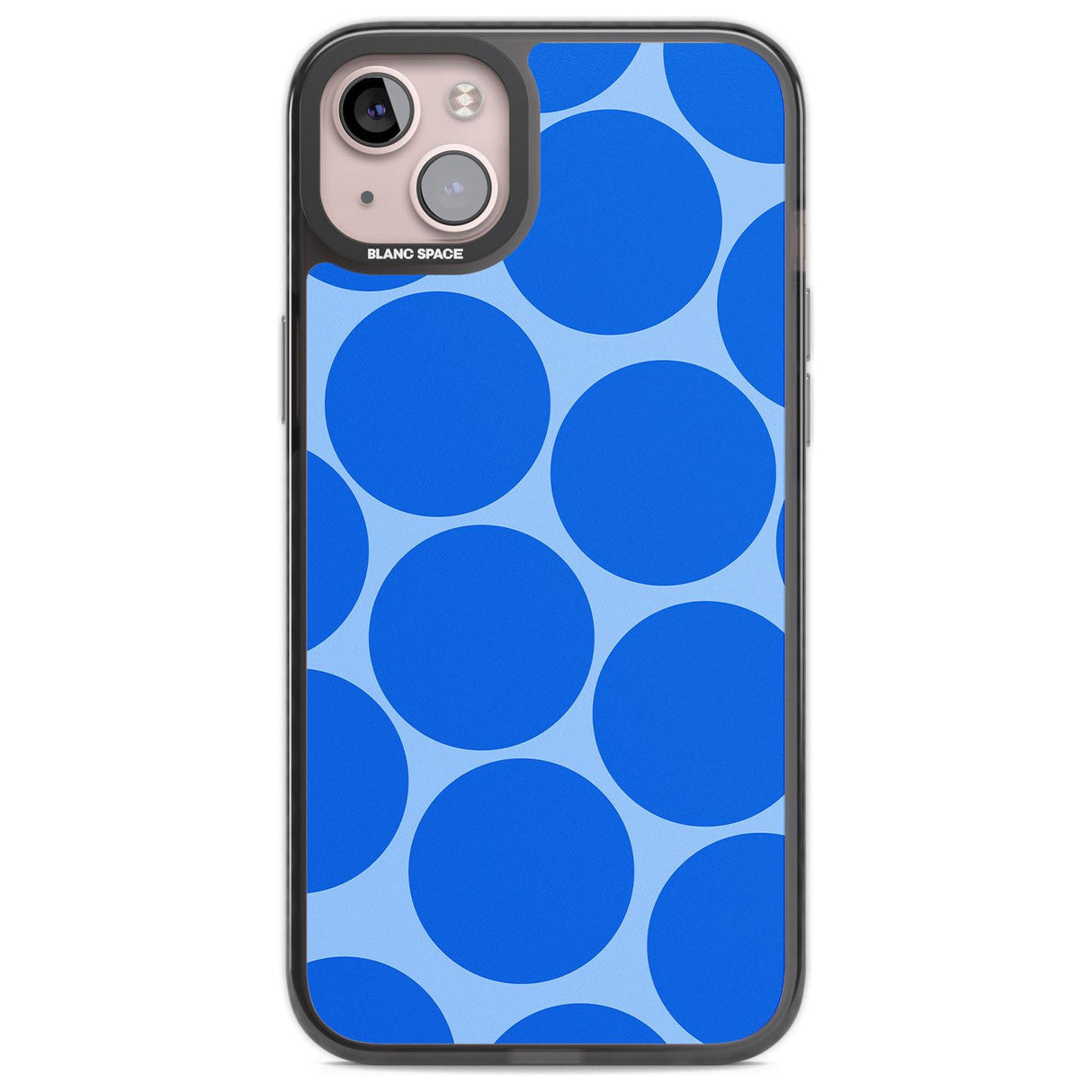 Abstract Retro Shapes: Blue Dots Phone Case iPhone 14 Plus / Black Impact Case Blanc Space