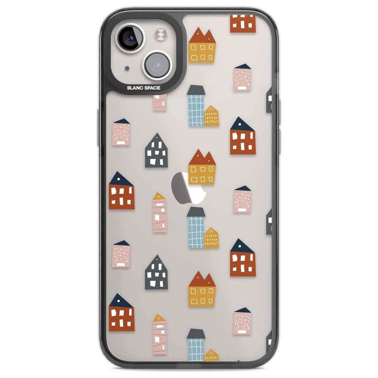 Cute Scandinavian Buildings Phone Case iPhone 14 Plus / Black Impact Case Blanc Space