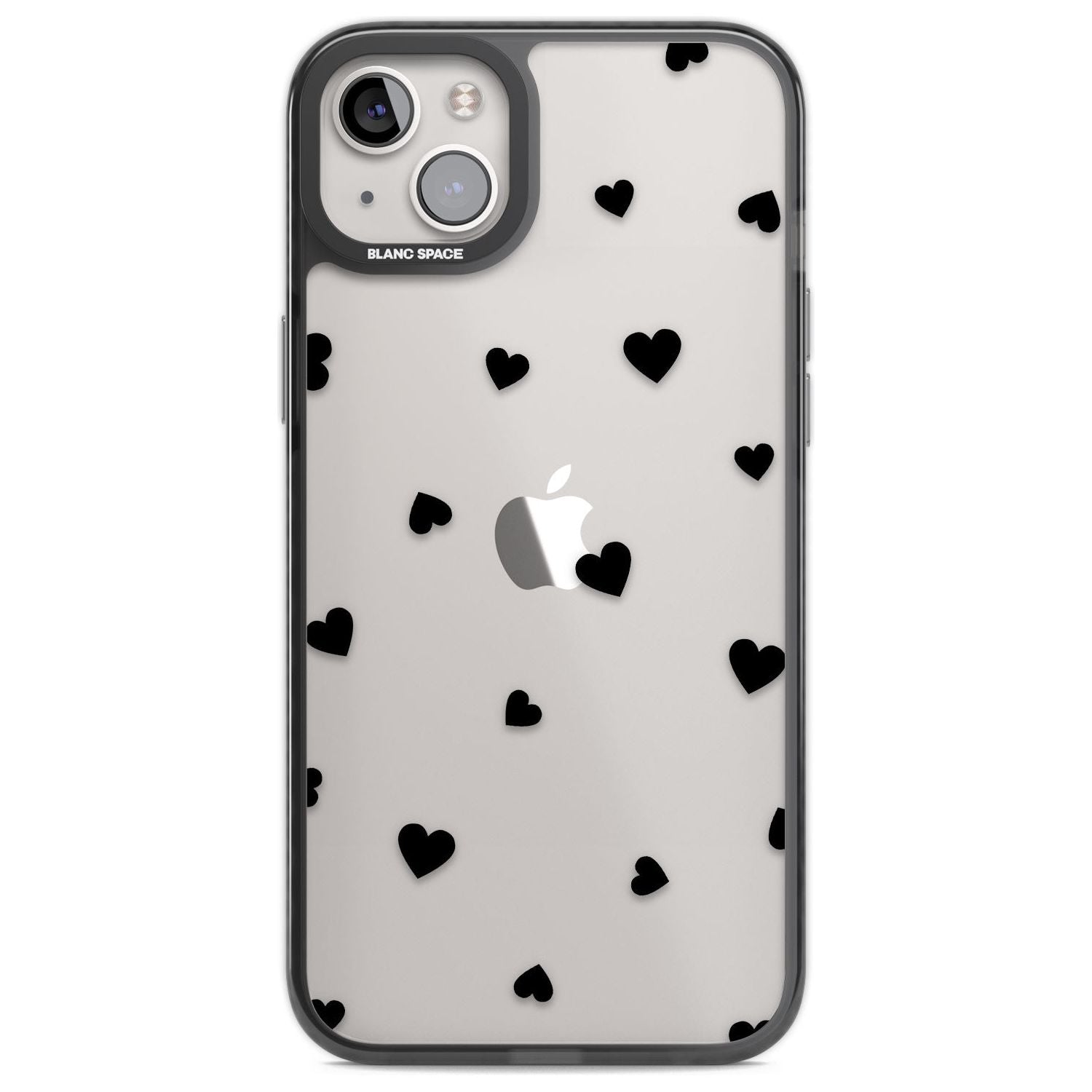 Black Hearts Pattern Phone Case iPhone 14 Plus / Black Impact Case Blanc Space