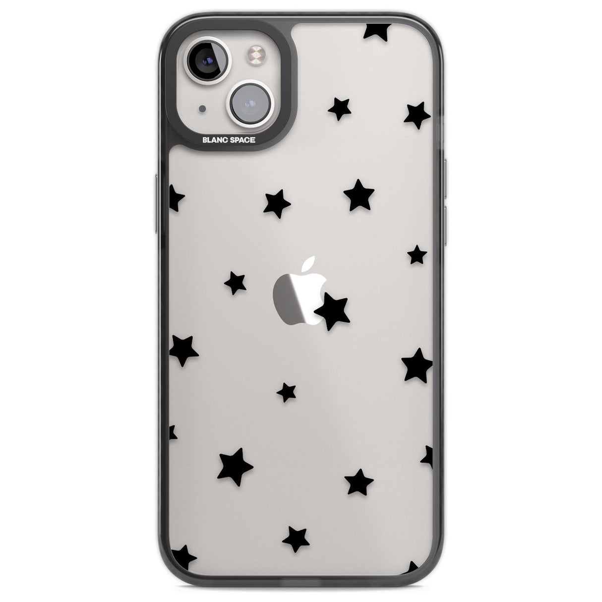 Black Stars Pattern Phone Case iPhone 14 Plus / Black Impact Case Blanc Space