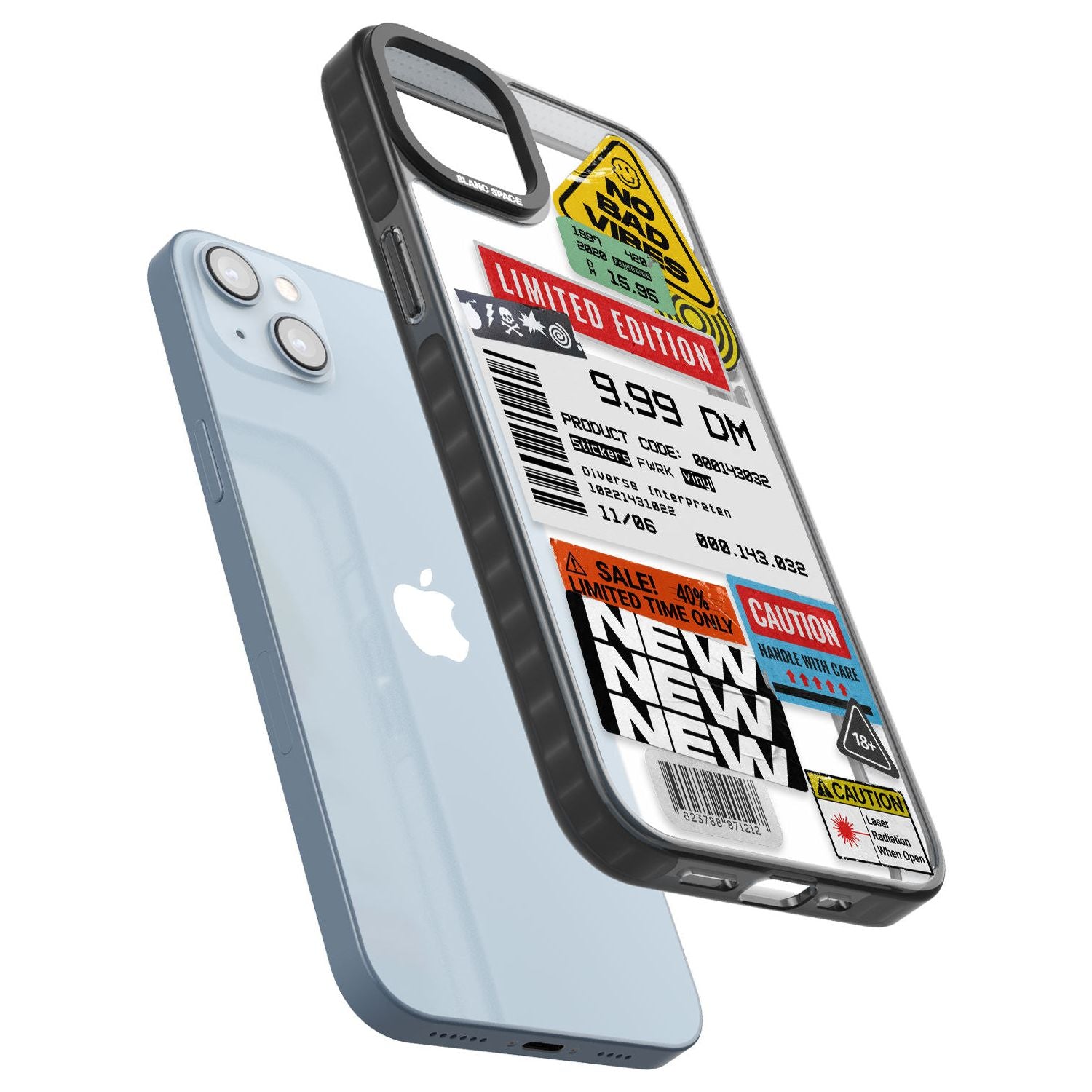 Barcode Sticker Mix Phone Case for iPhone 14 Plus