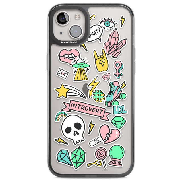 Introvert Sticker Phone Case iPhone 14 Plus / Black Impact Case Blanc Space