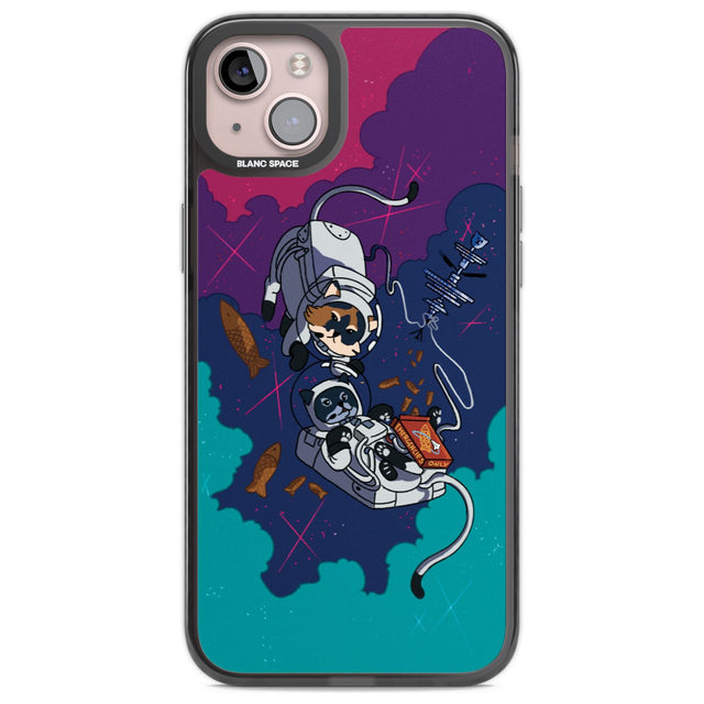 Cats In Space Phone Case iPhone 14 Plus / Black Impact Case Blanc Space