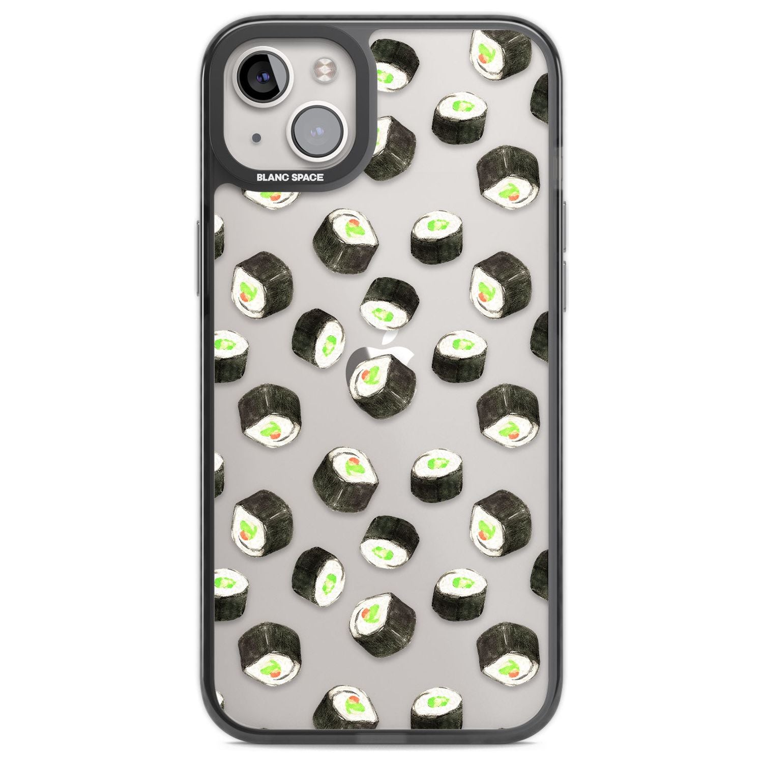 Maki Rolls Sushi Pattern Phone Case iPhone 14 Plus / Black Impact Case Blanc Space