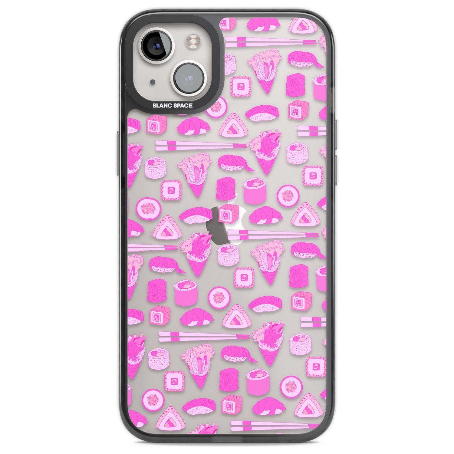 Bright Pink Sushi Pattern Phone Case iPhone 14 Plus / Black Impact Case Blanc Space