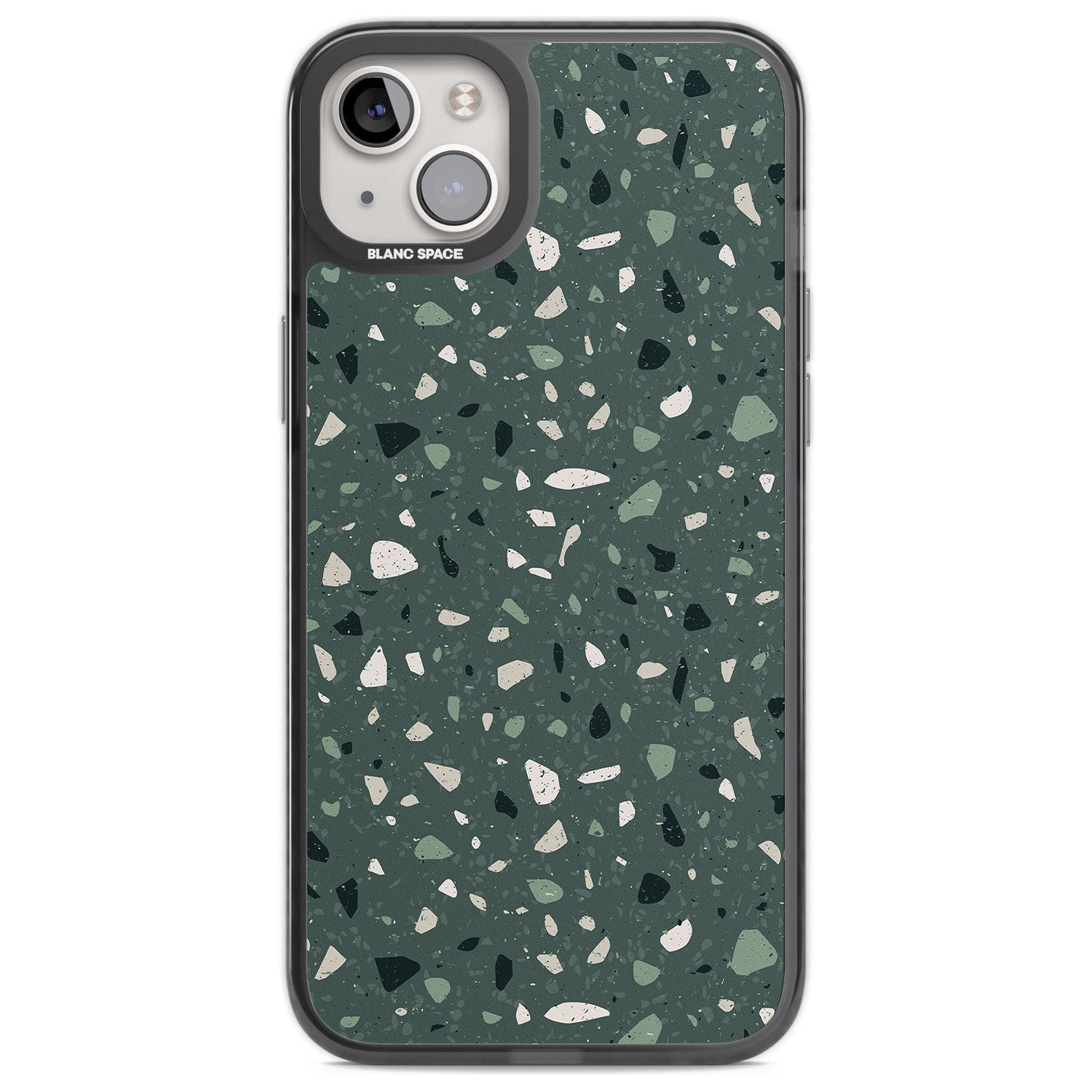 Green & Cream Terrazzo Pattern Phone Case iPhone 14 Plus / Black Impact Case Blanc Space
