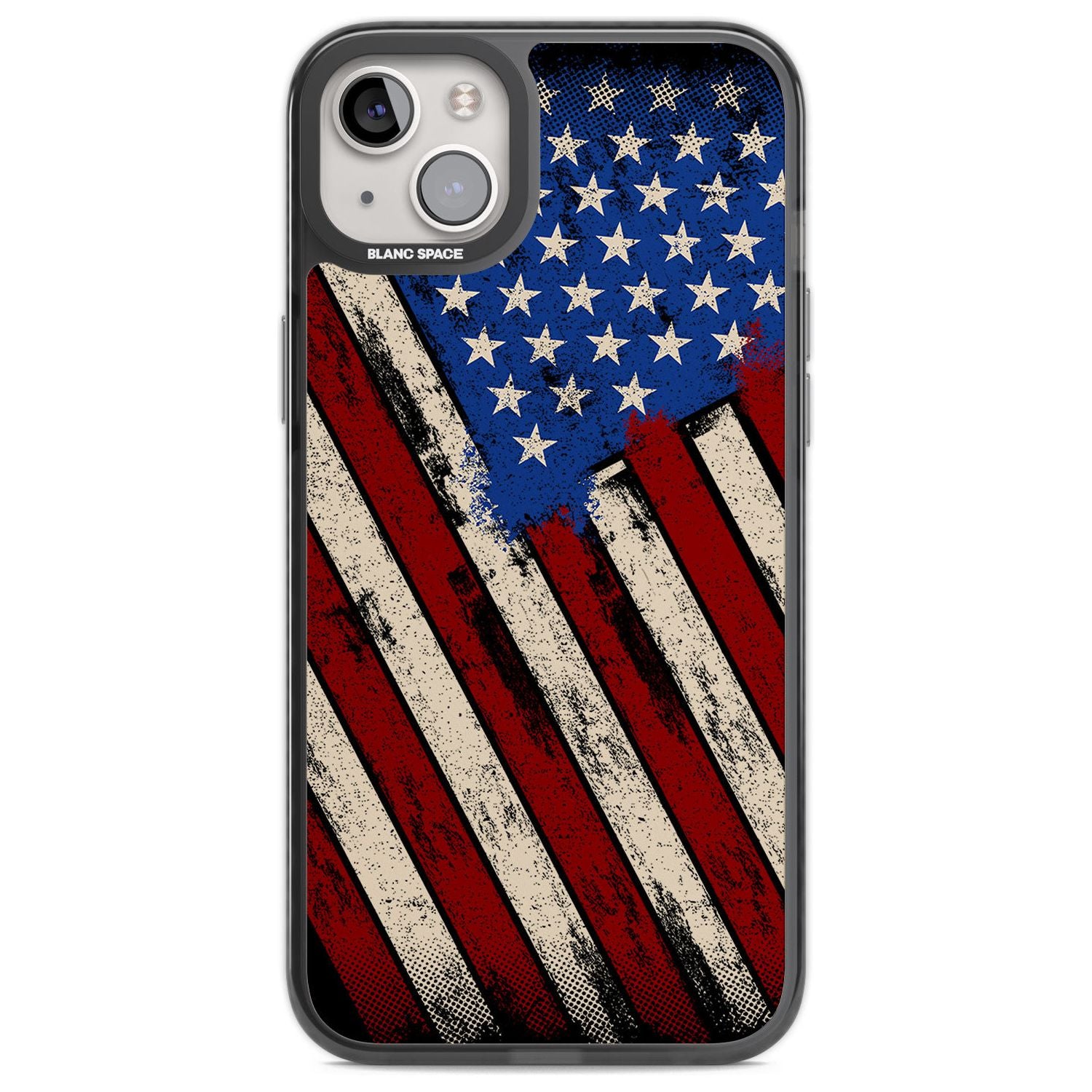 Distressed US Flag Phone Case iPhone 14 Plus / Black Impact Case Blanc Space