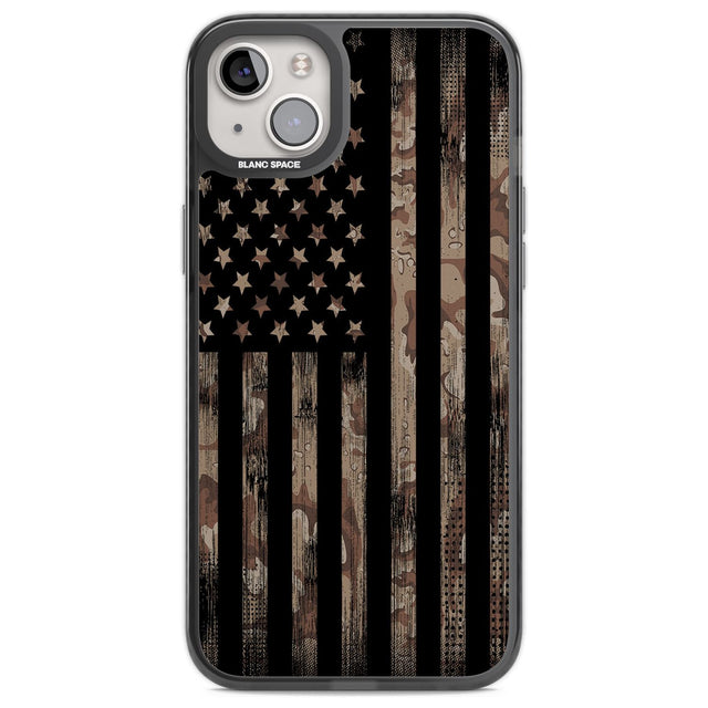 Desert Camo US Flag Phone Case iPhone 14 Plus / Black Impact Case Blanc Space