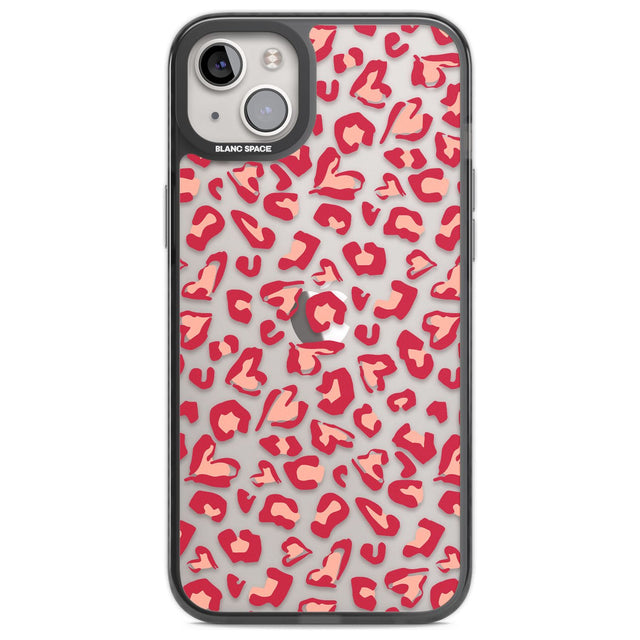 Heart Leopard Print Phone Case iPhone 14 Plus / Black Impact Case Blanc Space
