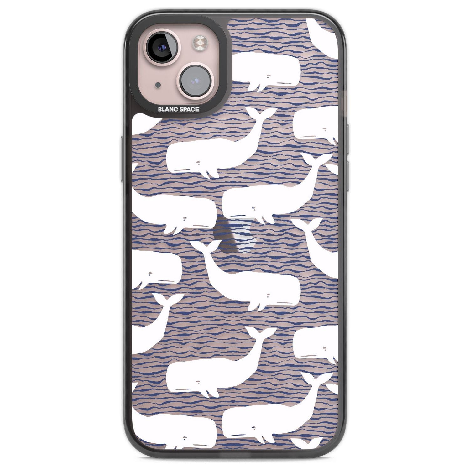 Cute Whales (Transparent) Phone Case iPhone 14 Plus / Black Impact Case Blanc Space