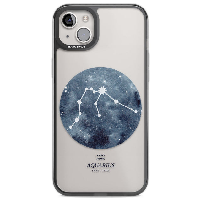 Aquarius Zodiac Transparent Design - Blue Phone Case iPhone 14 Plus / Black Impact Case Blanc Space