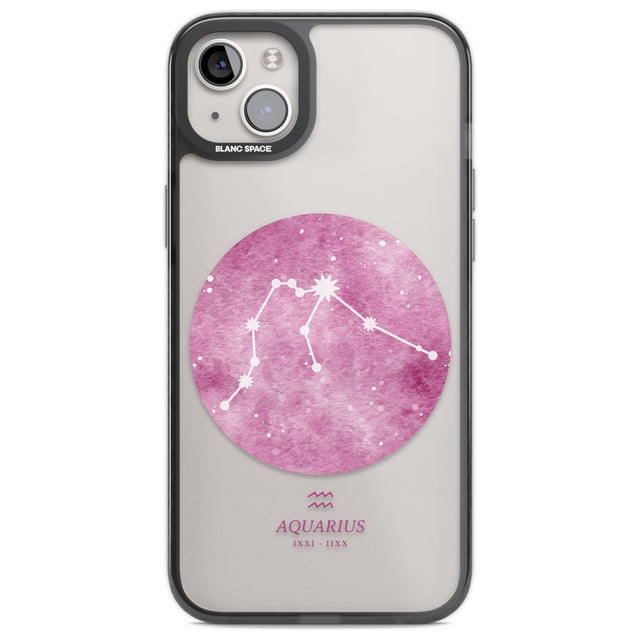 Aquarius Zodiac Transparent Design - Pink Phone Case iPhone 14 Plus / Black Impact Case Blanc Space