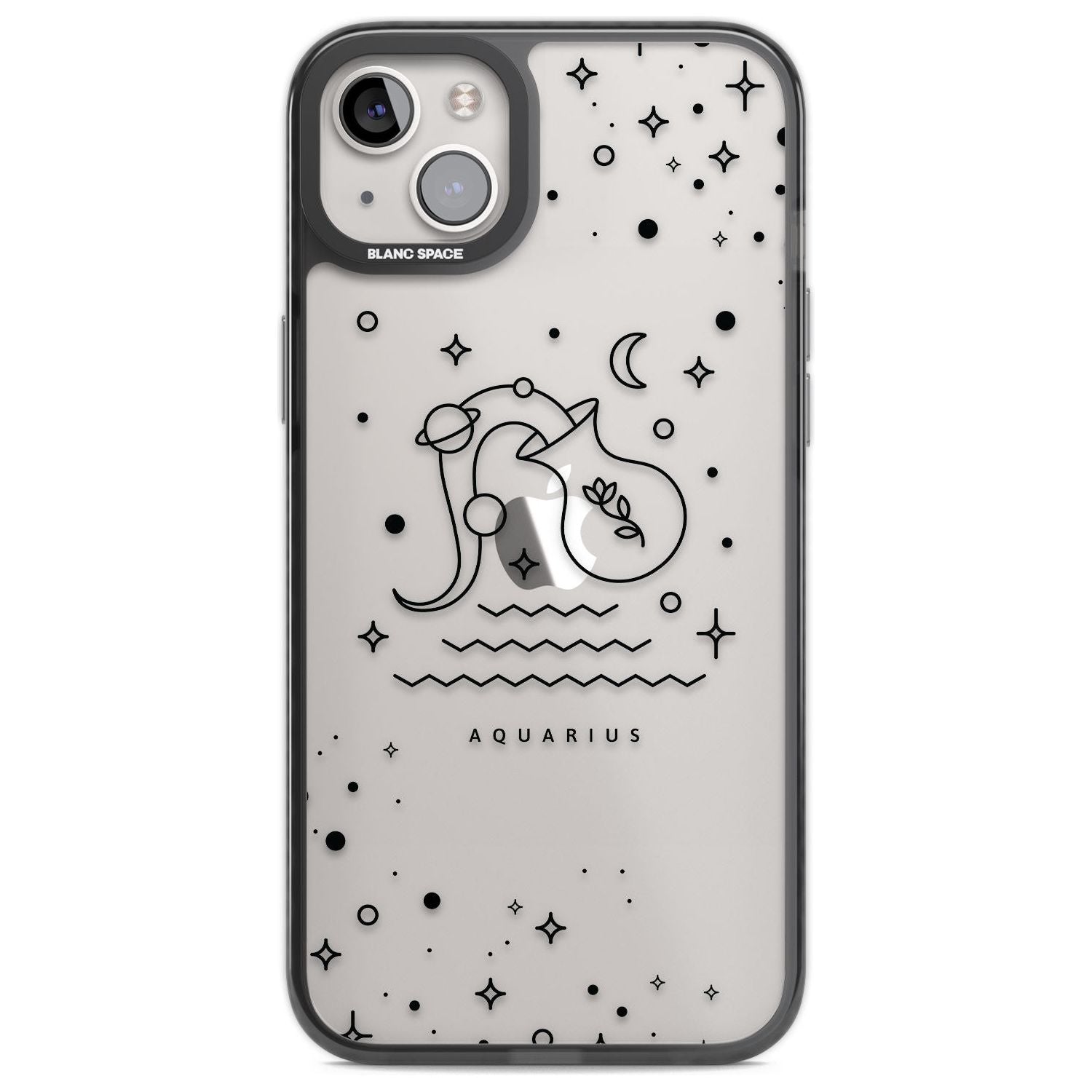 Aquarius Emblem - Transparent Design Phone Case iPhone 14 Plus / Black Impact Case Blanc Space