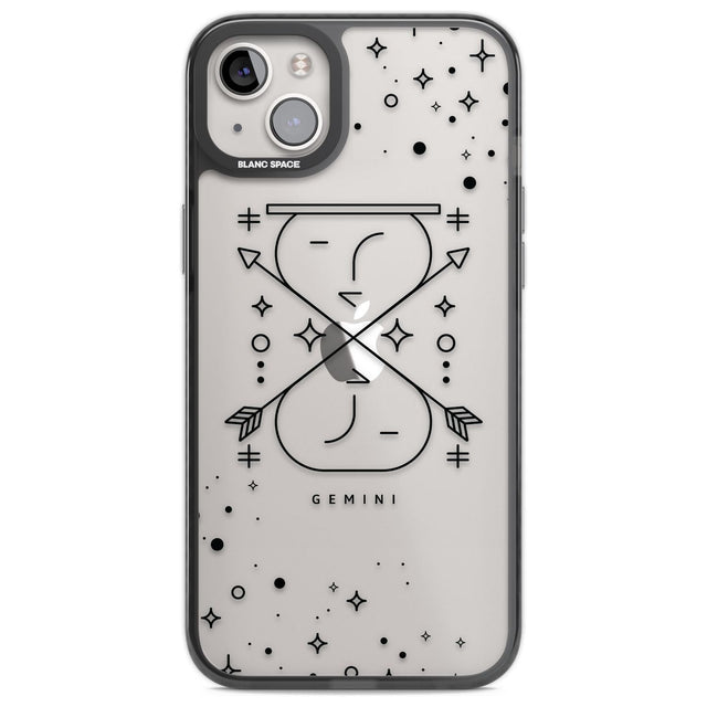 Gemini Emblem - Transparent Design Phone Case iPhone 14 Plus / Black Impact Case Blanc Space