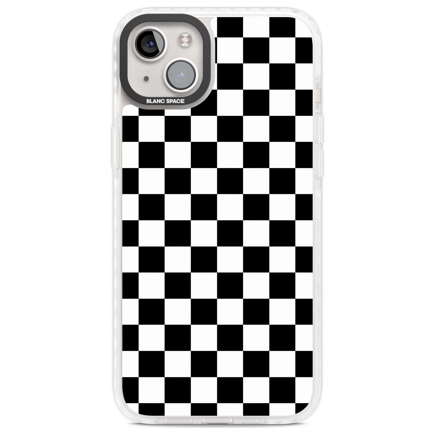 Black Checkered Phone Case iPhone 14 Plus / Impact Case Blanc Space
