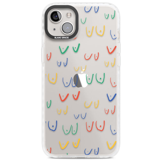 Free the boob (Mixed Colours) Phone Case iPhone 14 Plus / Impact Case Blanc Space