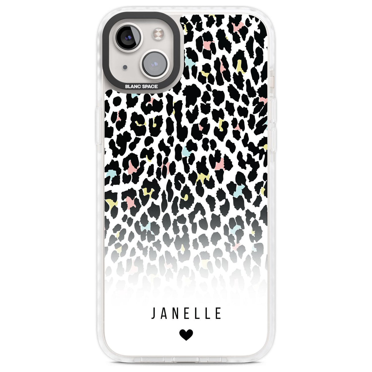 Personalised Pastel Leopard Spots Custom Phone Case iPhone 14 Plus / Impact Case Blanc Space