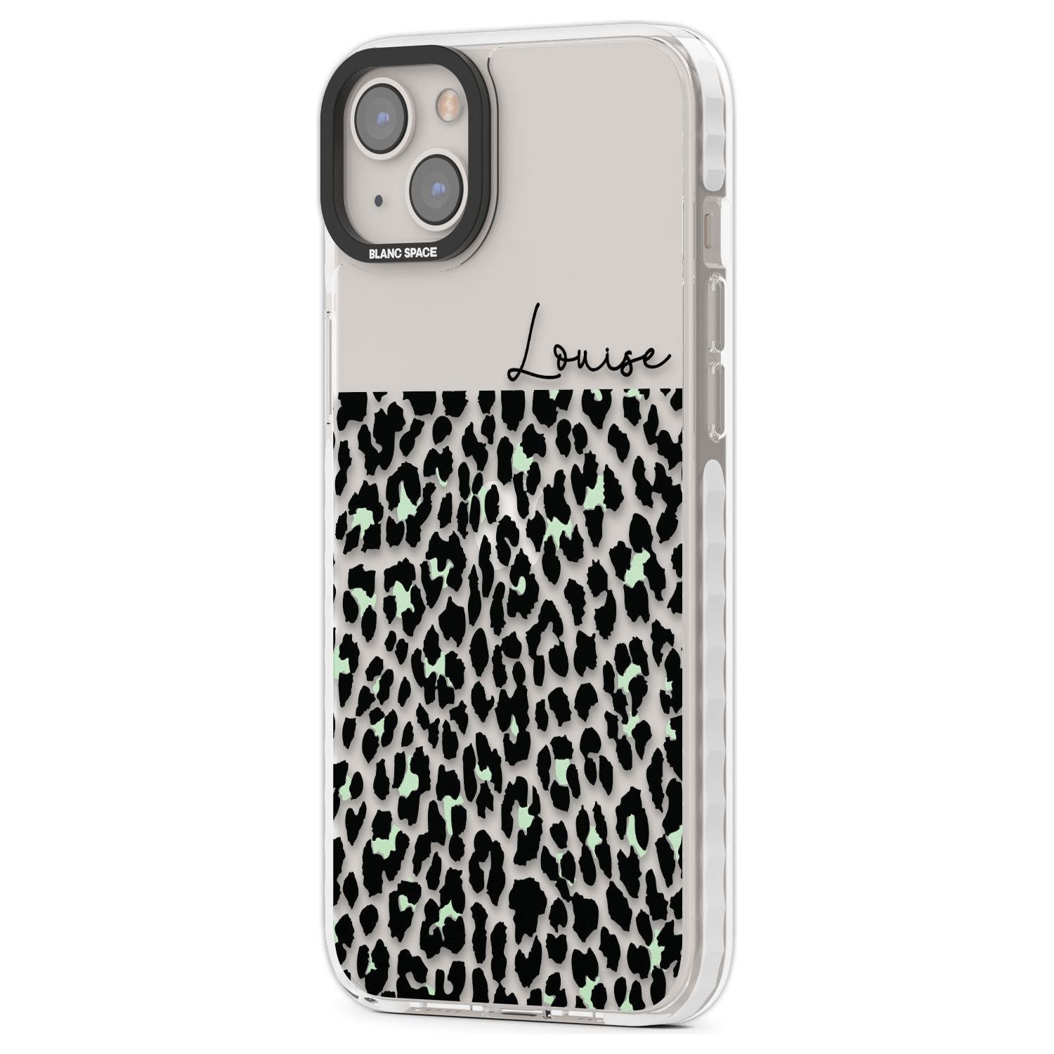 Personalised Seafoam Green & Cursive Leopard Spots