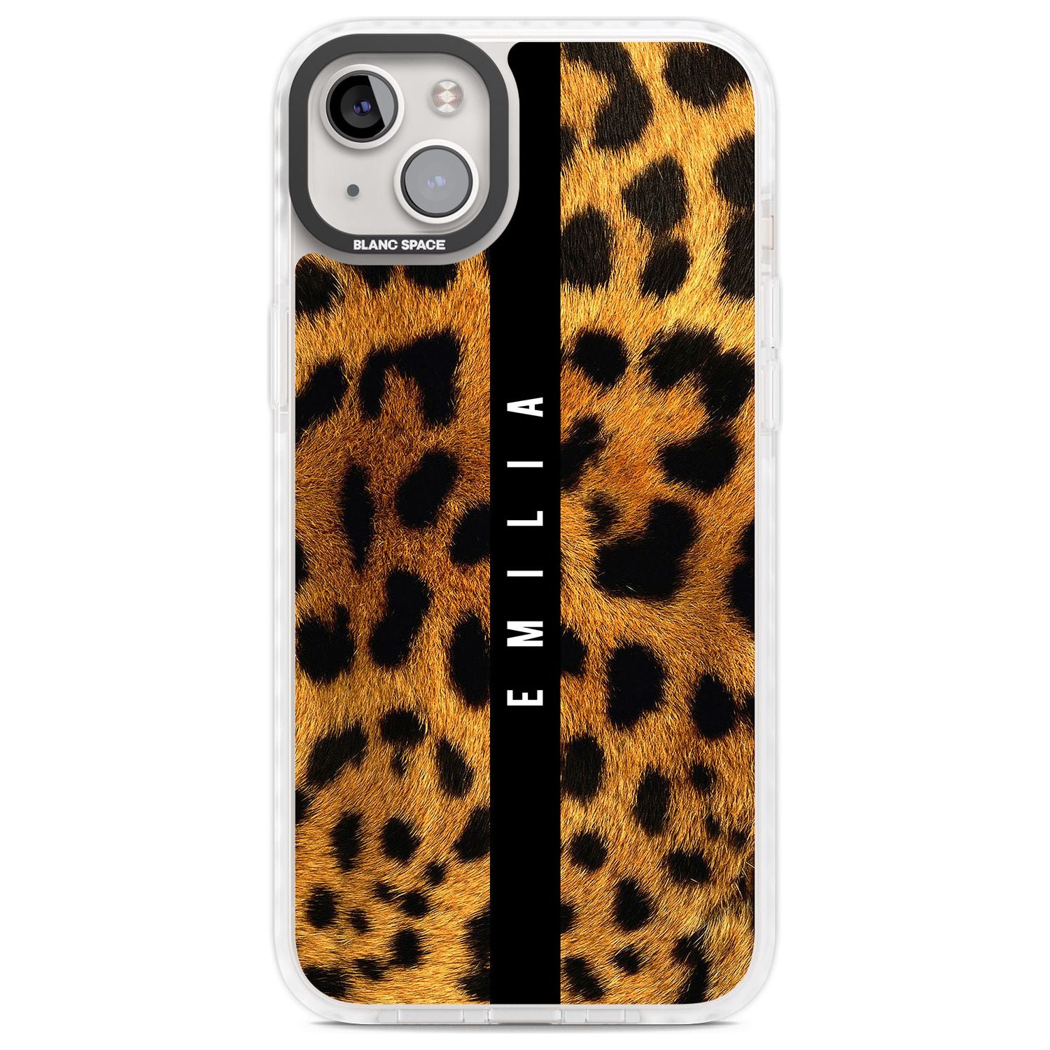 Personalised Leopard Print Custom Phone Case iPhone 14 Plus / Impact Case Blanc Space