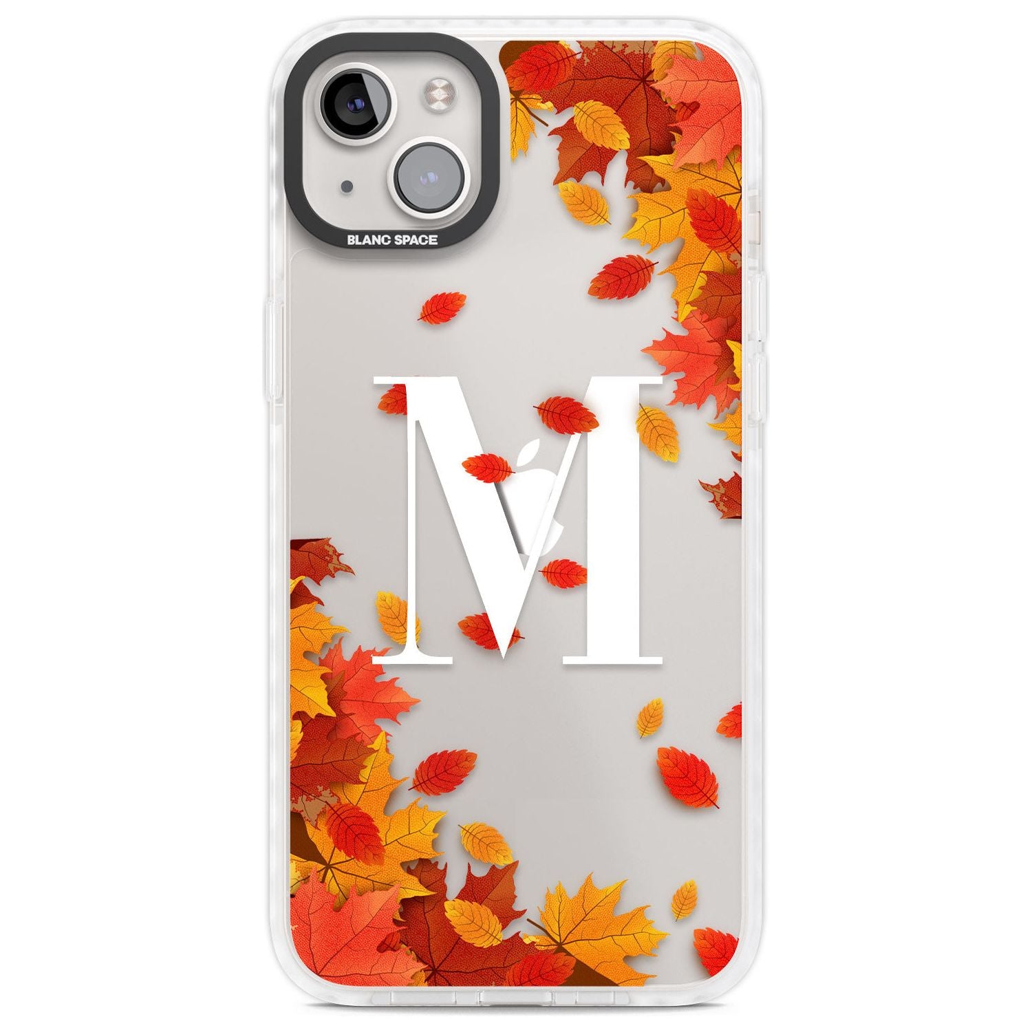 Personalised Monogram Autumn Leaves Custom Phone Case iPhone 14 Plus / Impact Case Blanc Space