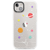 Personalised Cute Cartoon Planets (Clear) Phone Case iPhone 14 Plus / Impact Case Blanc Space