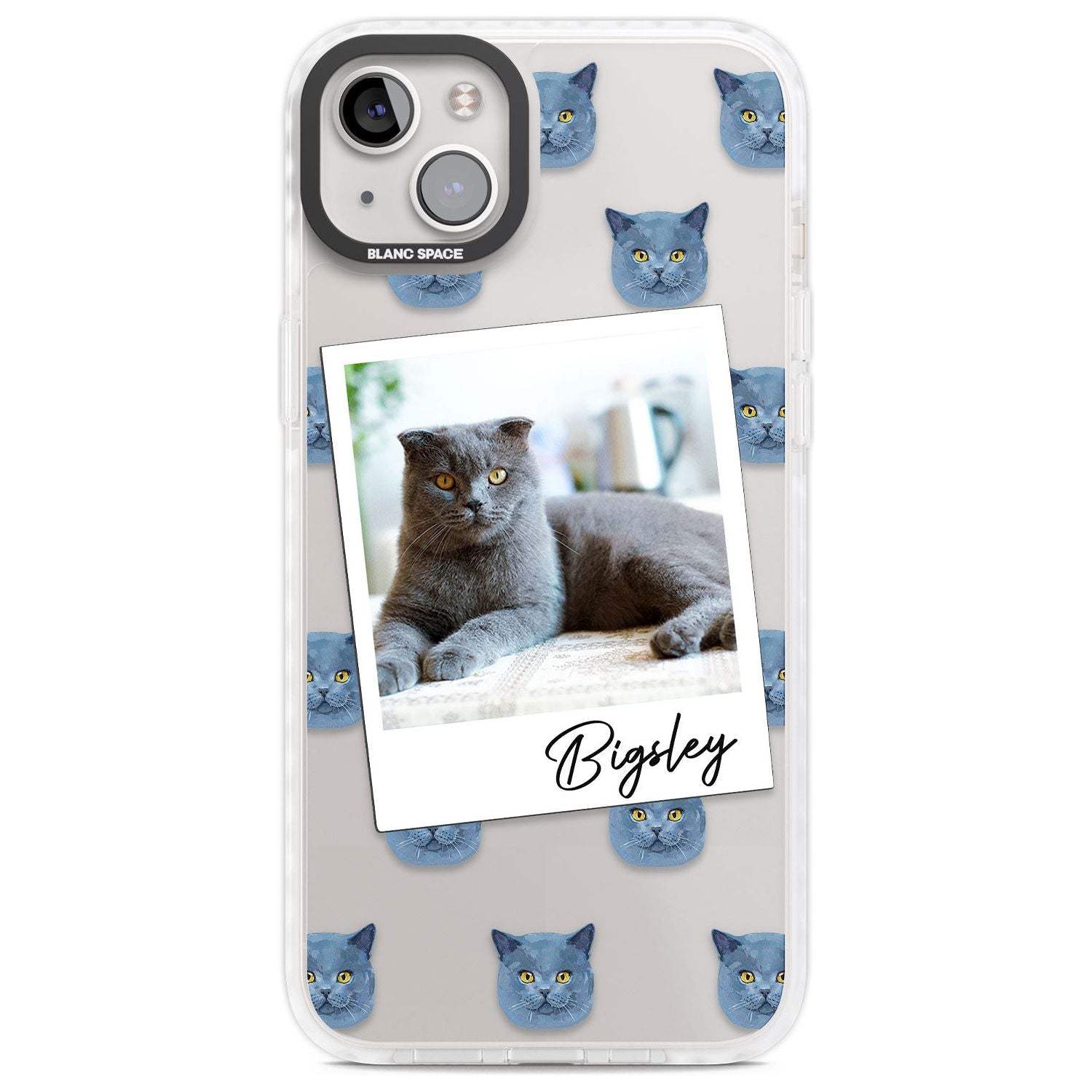 Personalised English Blue Cat Photo Custom Phone Case iPhone 14 Plus / Impact Case Blanc Space