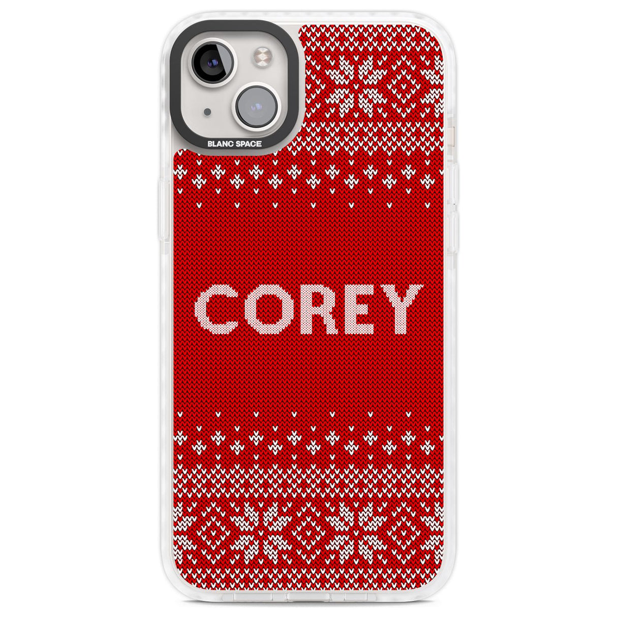 Personalised Red Christmas Knitted Jumper Custom Phone Case iPhone 14 Plus / Impact Case Blanc Space