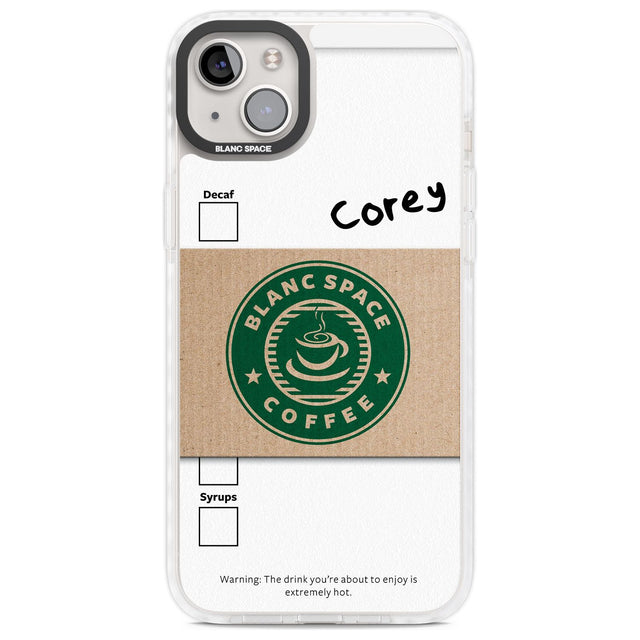 Personalised Coffee Cup Custom Phone Case iPhone 14 Plus / Impact Case Blanc Space