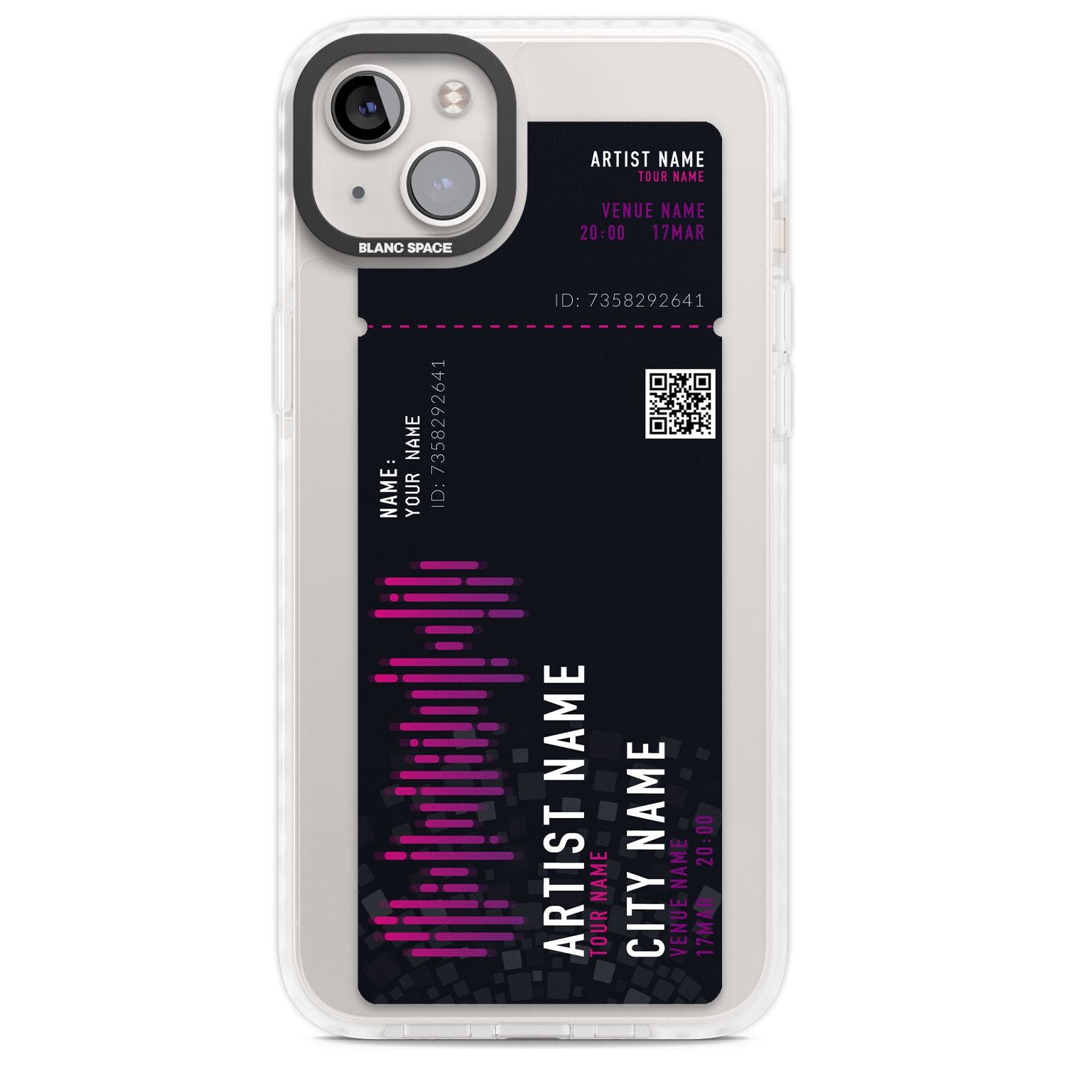 Personalised Concert Ticket Custom Phone Case iPhone 14 Plus / Impact Case Blanc Space