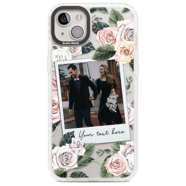 Personalised Floral Instant Film Photo Custom Phone Case iPhone 14 Plus / Impact Case Blanc Space