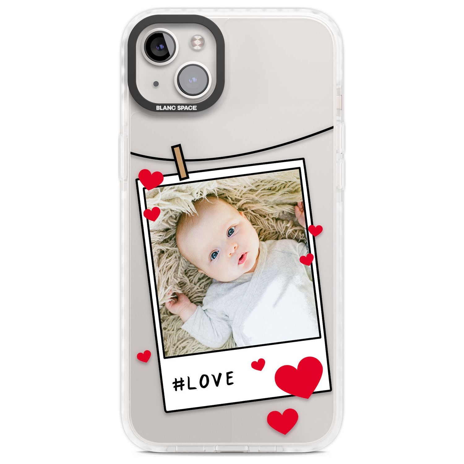 Personalised Love Instant Film Photo Custom Phone Case iPhone 14 Plus / Impact Case Blanc Space