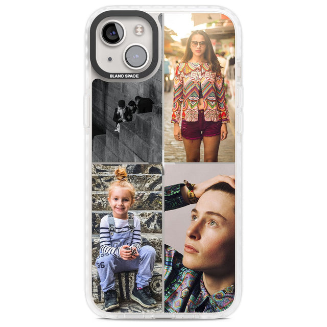 Personalised 4 Photo Grid Custom Phone Case iPhone 14 Plus / Impact Case Blanc Space