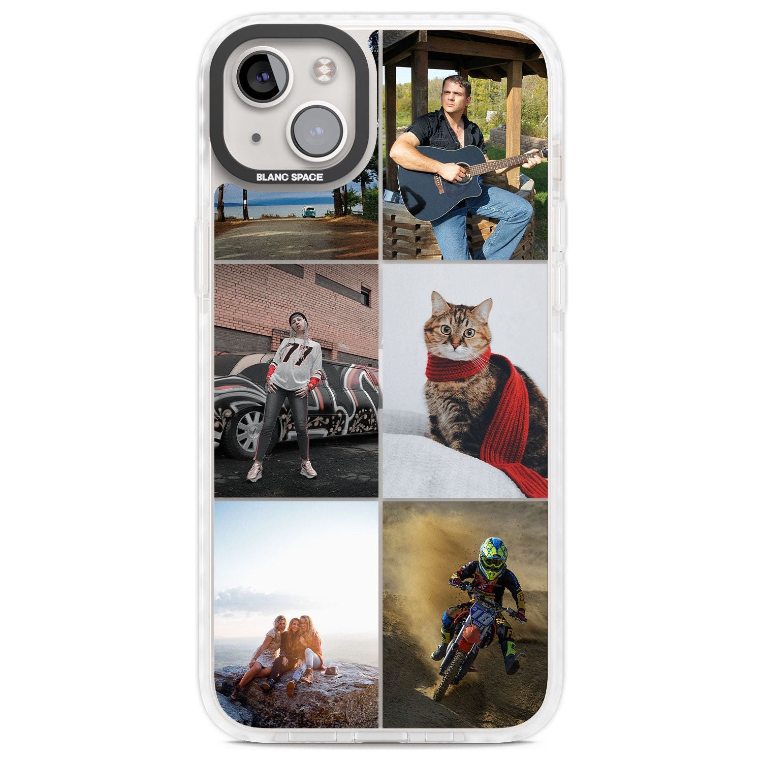 Personalised 6 Photo Grid Custom Phone Case iPhone 14 Plus / Impact Case Blanc Space