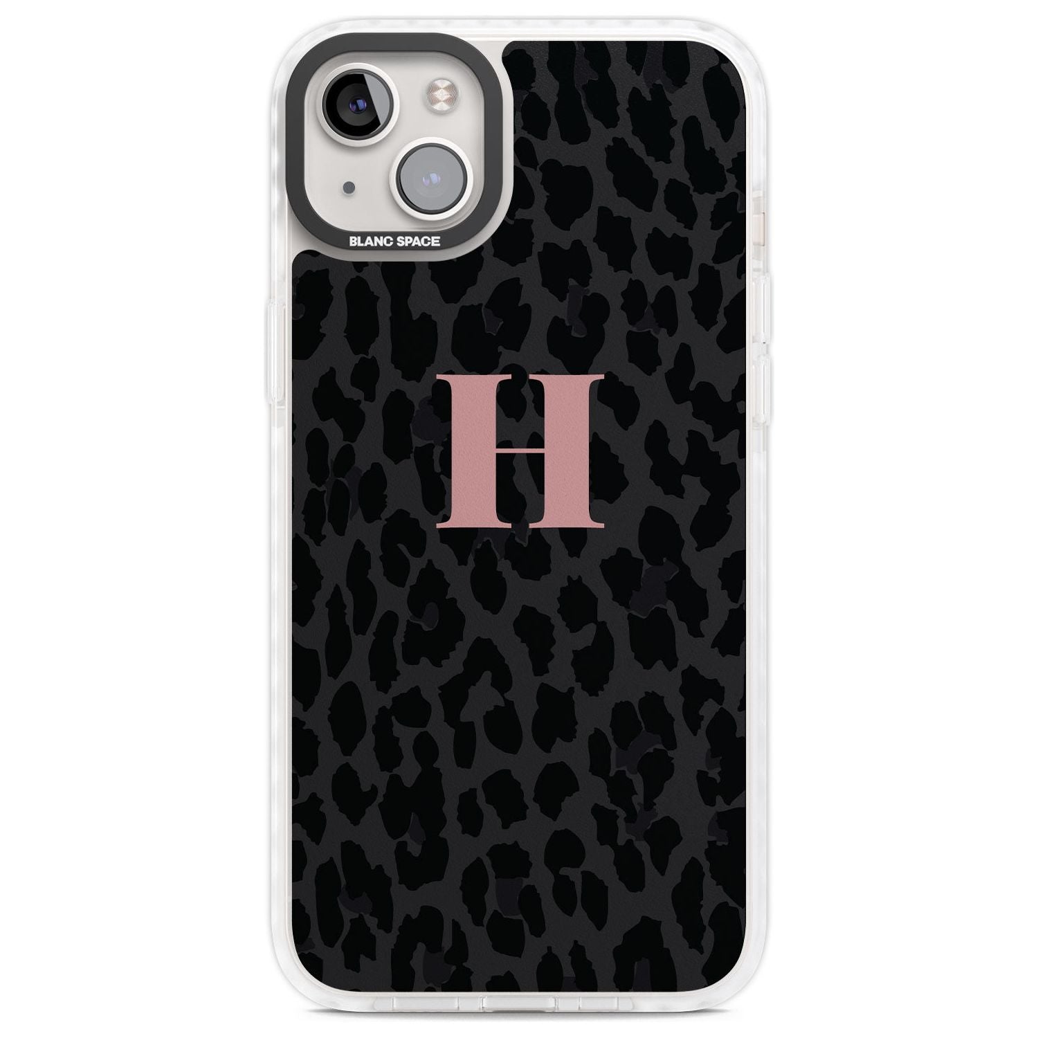 Personalised Small Pink Leopard Monogram Custom Phone Case iPhone 14 Plus / Impact Case Blanc Space