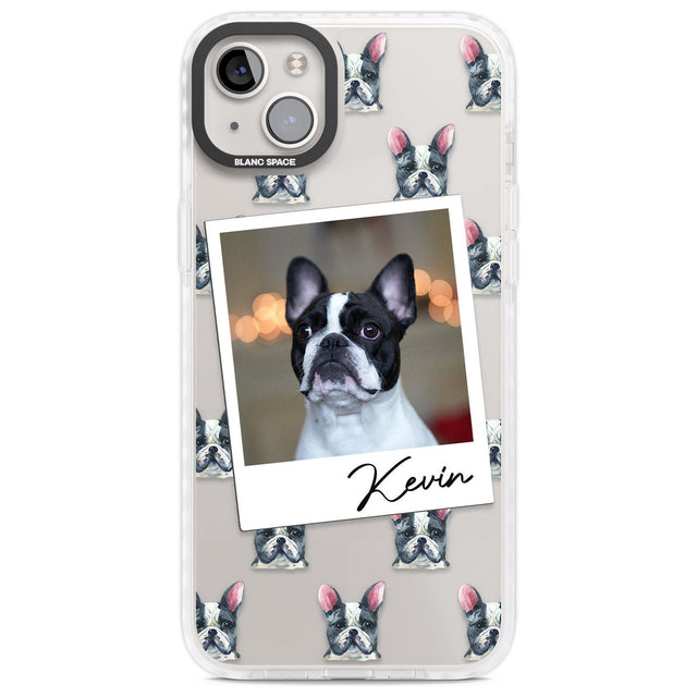 Personalised French Bulldog, Black & White - Dog Photo Custom Phone Case iPhone 14 Plus / Impact Case Blanc Space