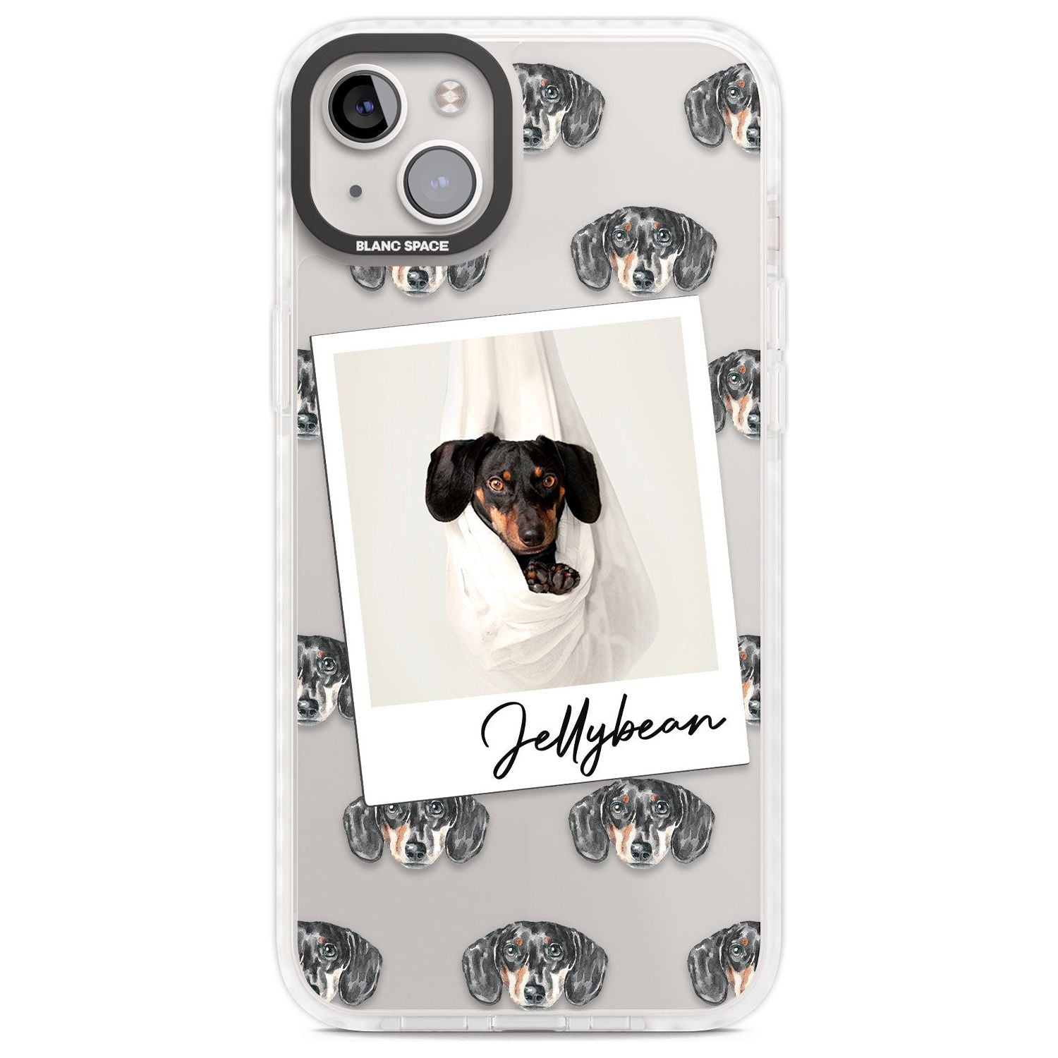 Personalised Dachshund, Black- Dog Photo Custom Phone Case iPhone 14 Plus / Impact Case Blanc Space