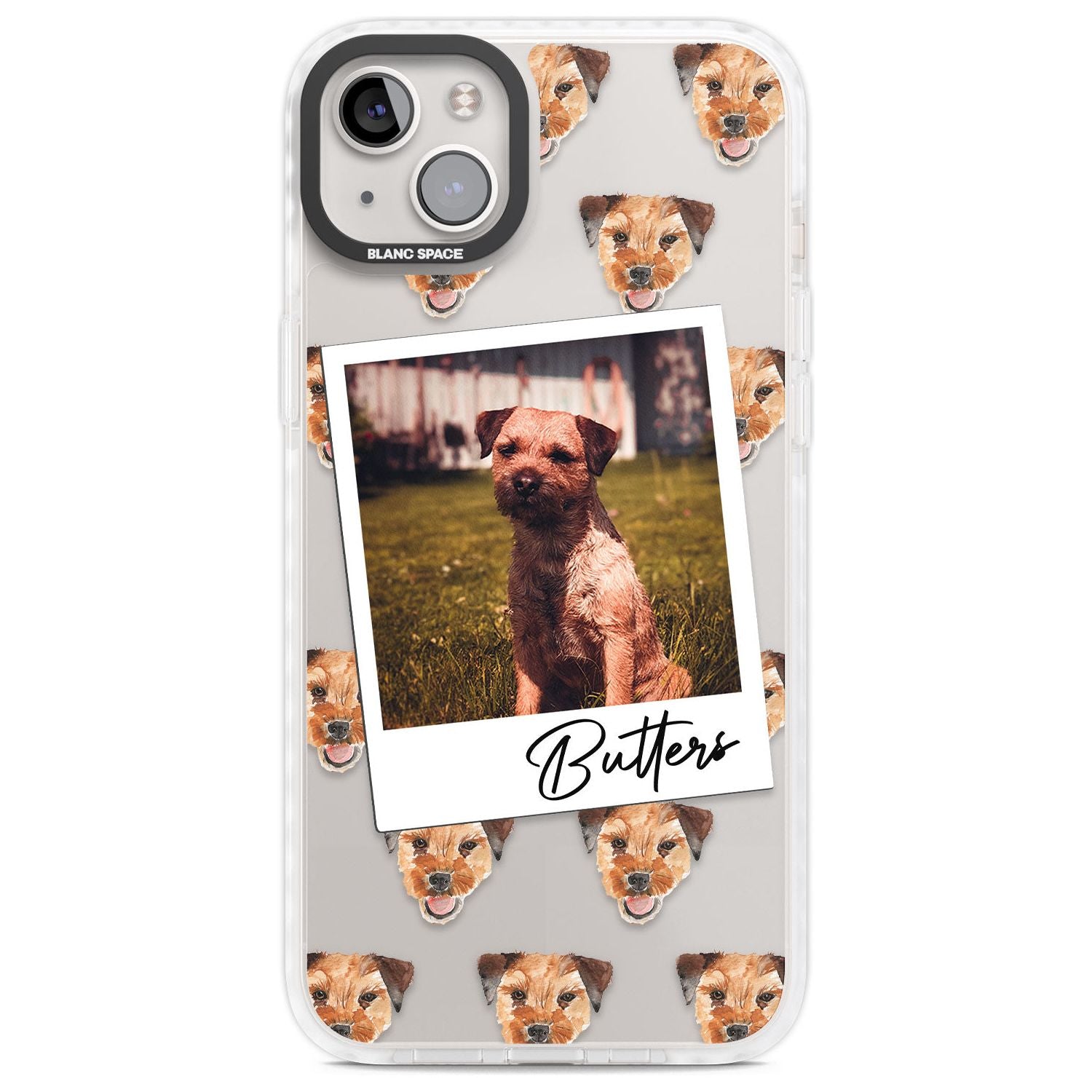 Personalised Border Terrier - Dog Photo Custom Phone Case iPhone 14 Plus / Impact Case Blanc Space