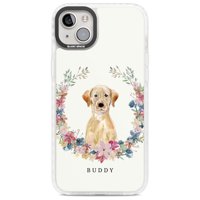 Personalised Yellow Labrador Retriever Dog Portrait Custom Phone Case iPhone 14 Plus / Impact Case Blanc Space
