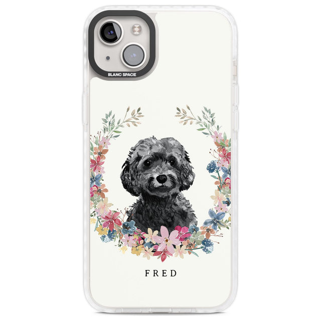 Personalised Black Cockapoo - Watercolour Dog Portrait Custom Phone Case iPhone 14 Plus / Impact Case Blanc Space