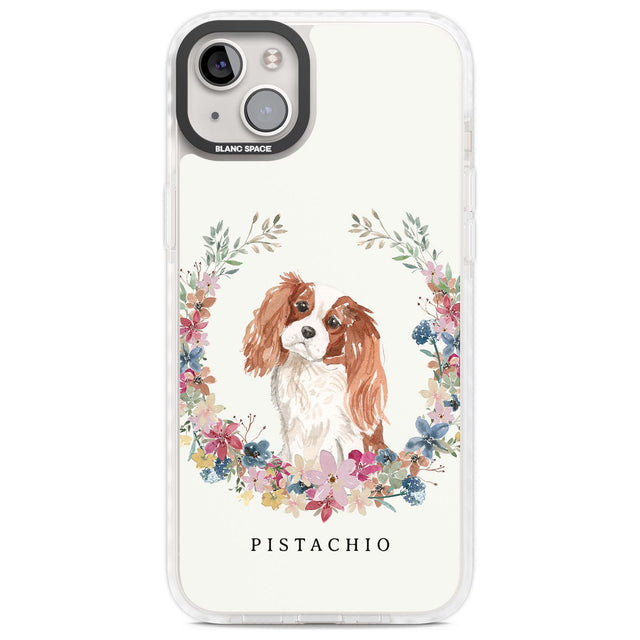 Personalised Cavalier King Charles Portrait Spaniel Custom Phone Case iPhone 14 Plus / Impact Case Blanc Space