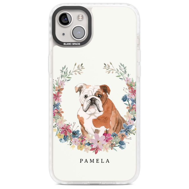 Personalised English Bulldog - Watercolour Dog Portrait Custom Phone Case iPhone 14 Plus / Impact Case Blanc Space