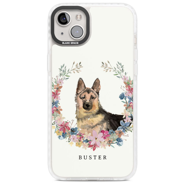 Personalised German Shepherd - Watercolour Dog Portrait Custom Phone Case iPhone 14 Plus / Impact Case Blanc Space