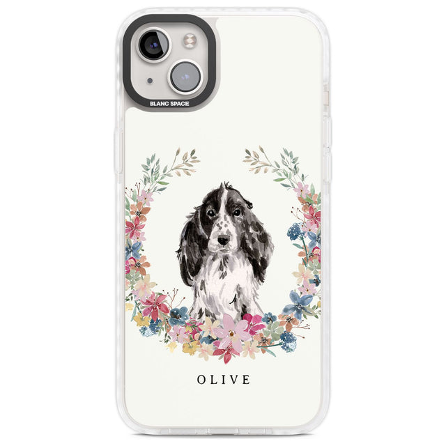 Personalised Black Cocker Spaniel - Watercolour Dog Portrait Custom Phone Case iPhone 14 Plus / Impact Case Blanc Space