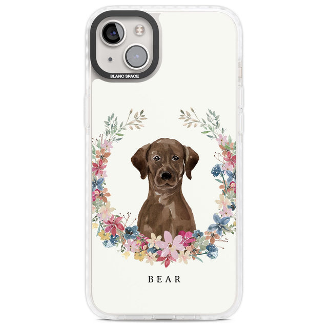 Personalised Chocolate Lab - Watercolour Dog Portrait Custom Phone Case iPhone 14 Plus / Impact Case Blanc Space