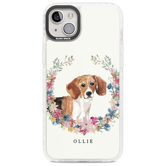 Personalised Beagle - Watercolour Dog Portrait Custom Phone Case iPhone 14 Plus / Impact Case Blanc Space