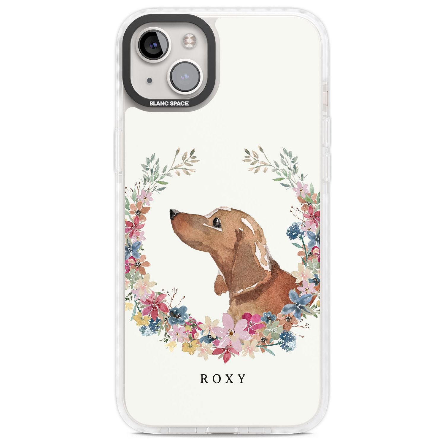 Personalised Tan Dachshund - Watercolour Dog Portrait Custom Phone Case iPhone 14 Plus / Impact Case Blanc Space
